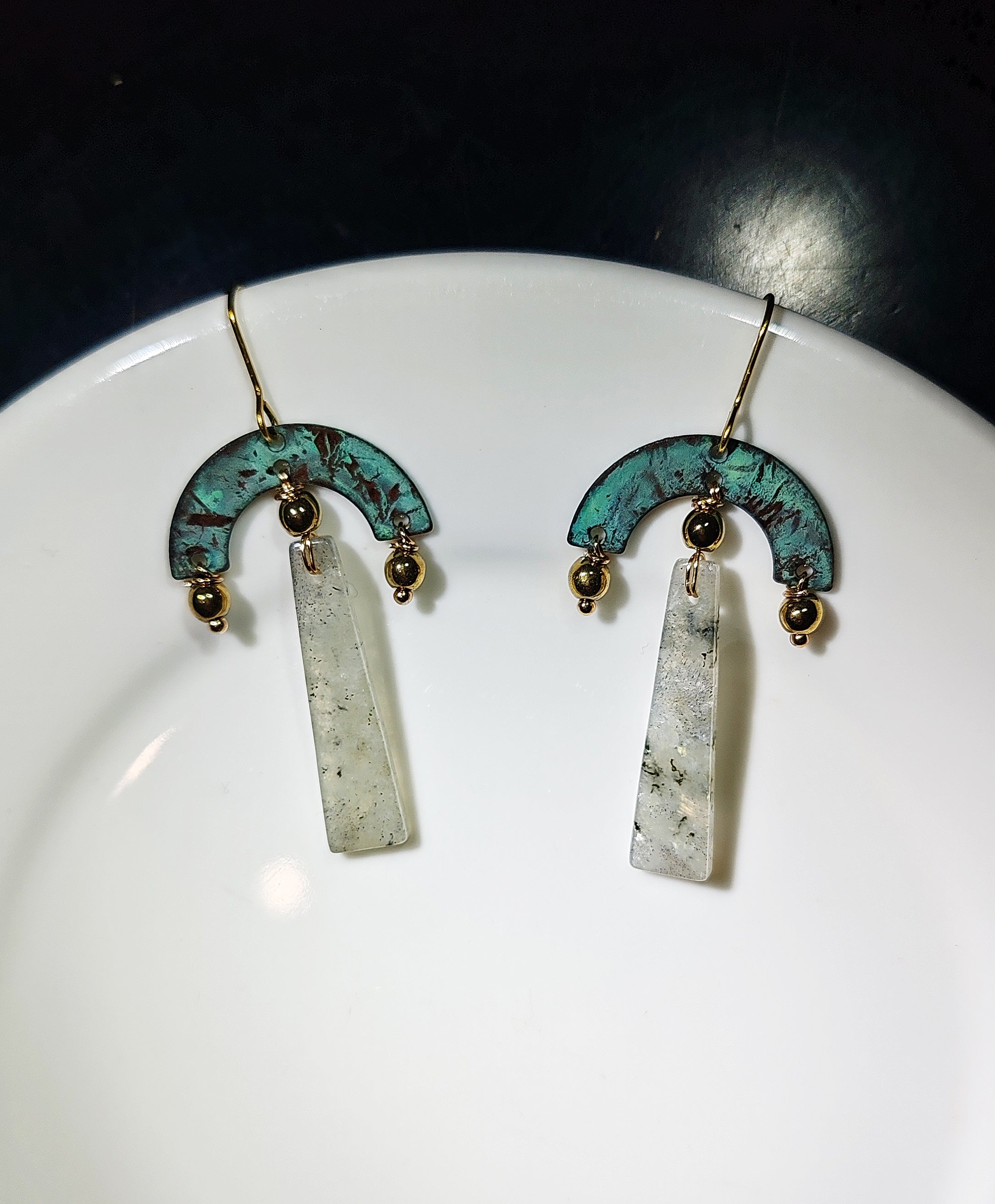 Blue Flame earrings collection, with labrorite stone