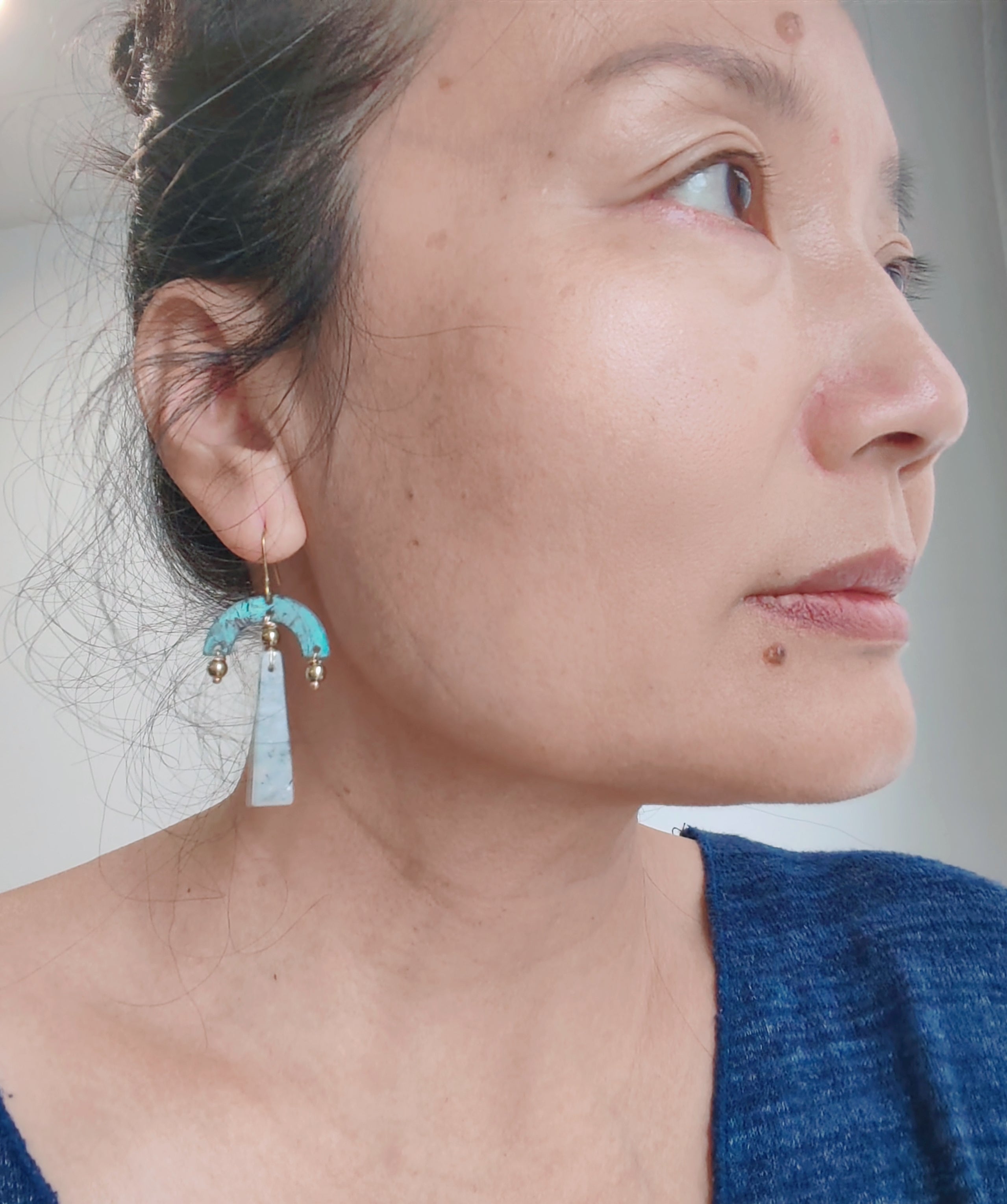 Blue Flame earrings collection, with labrorite stone