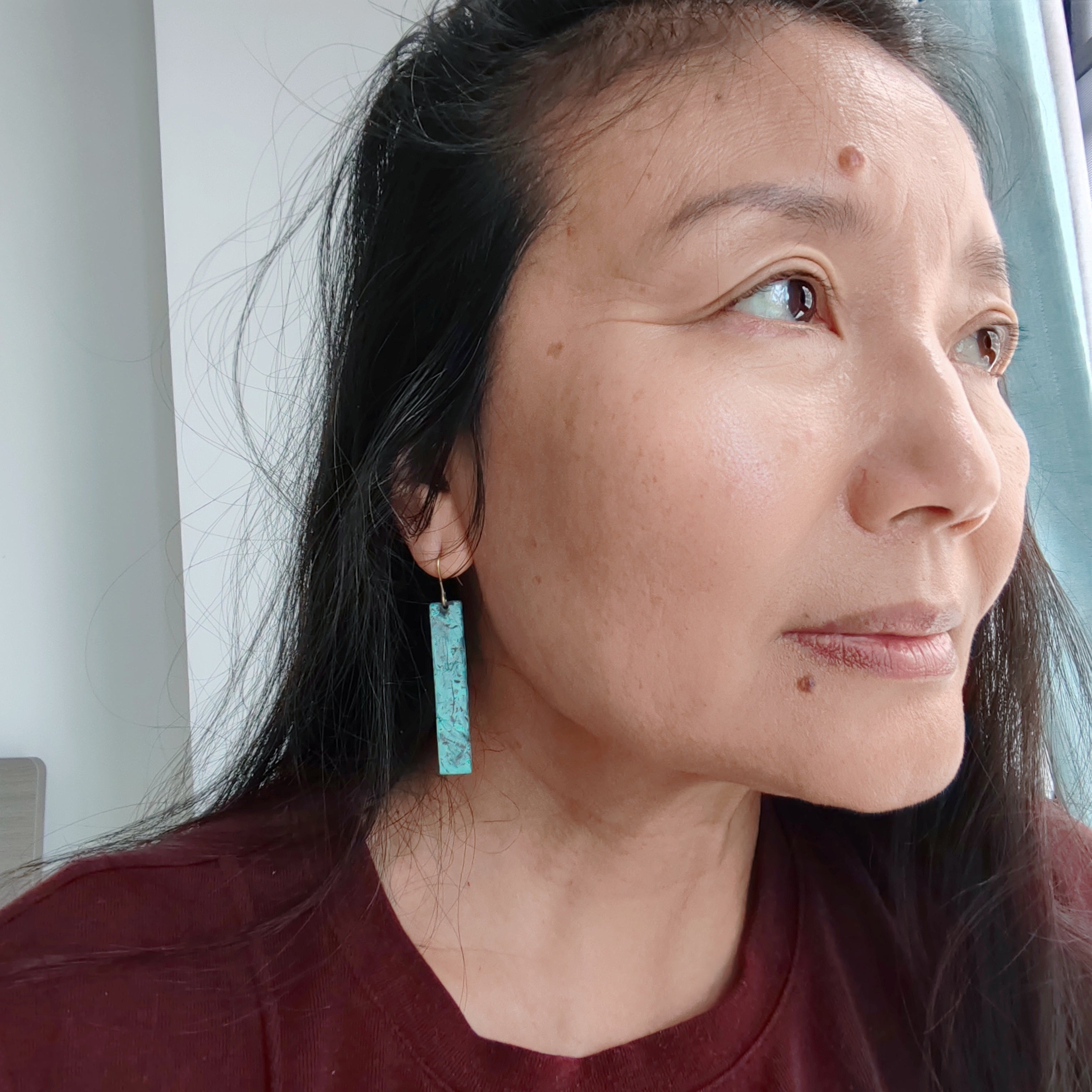 Blue Flame earrings collection, simple rectangle