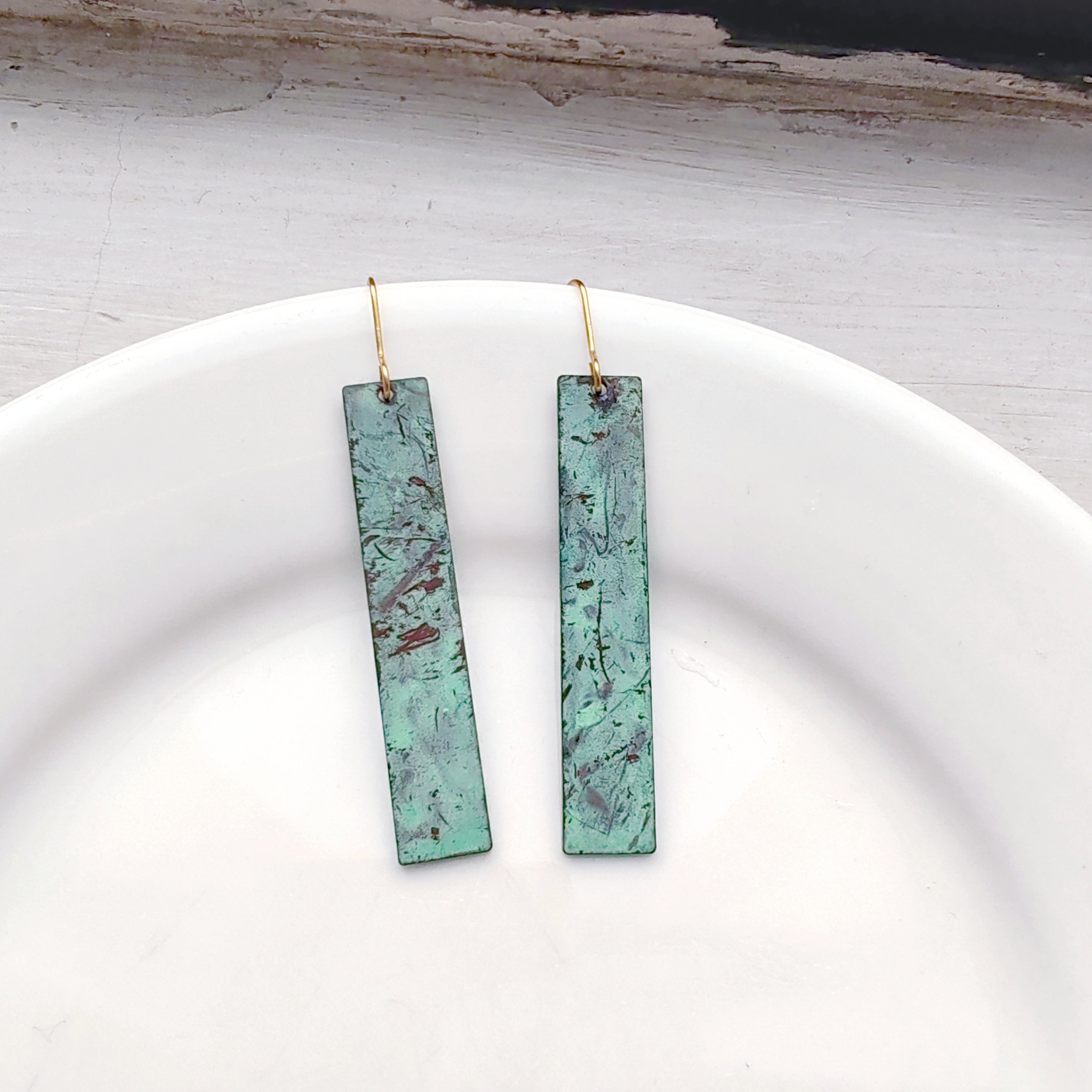Blue Flame earrings collection, simple rectangle