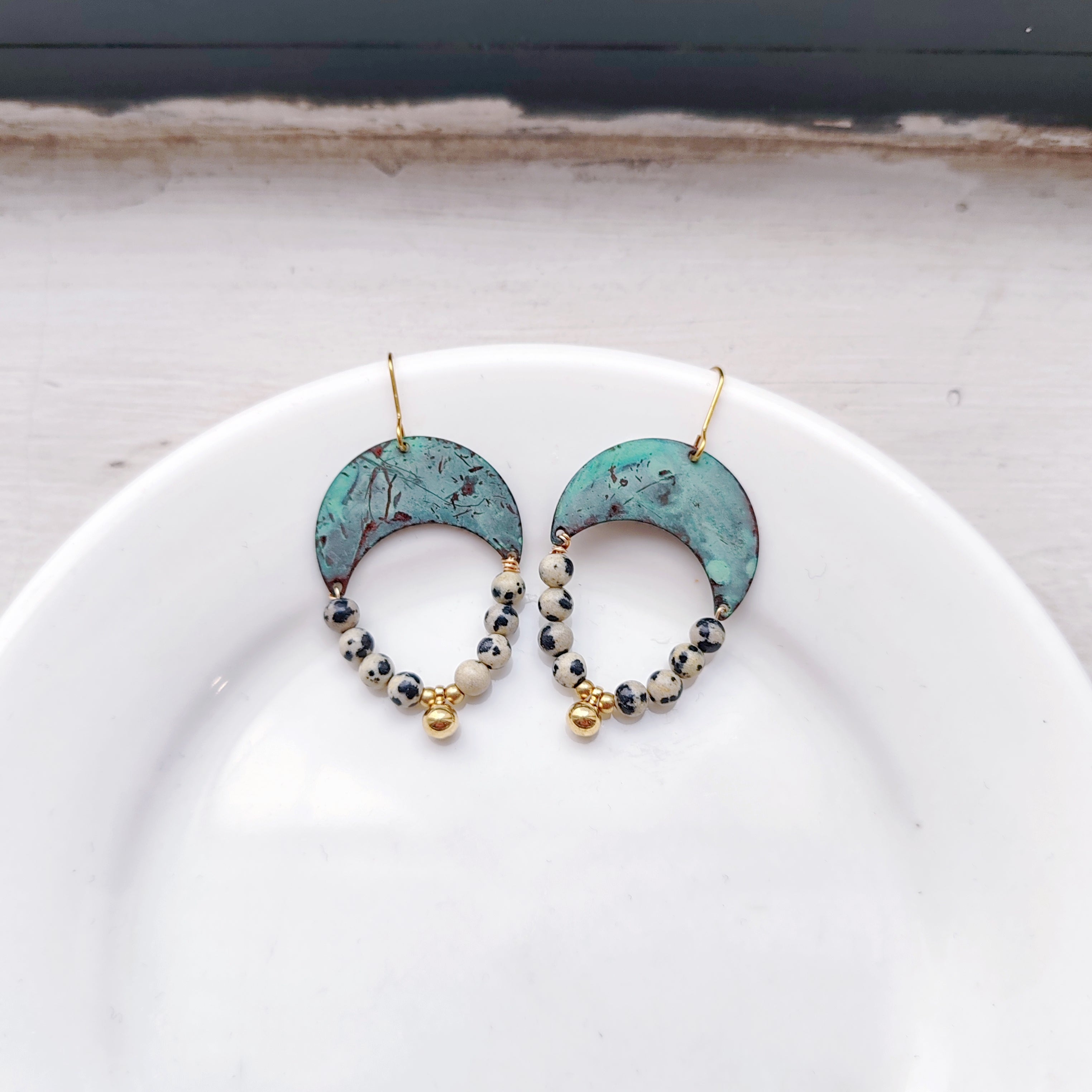 Blue flame earrings collection, with red agate, triangle