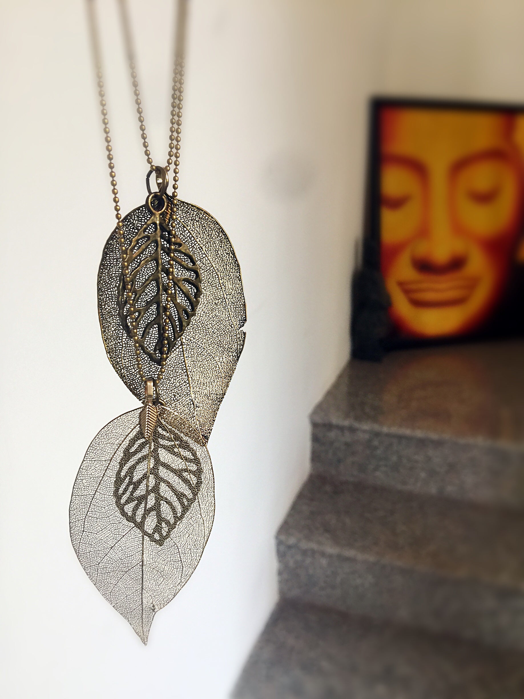 leaves necklace, long necklaces