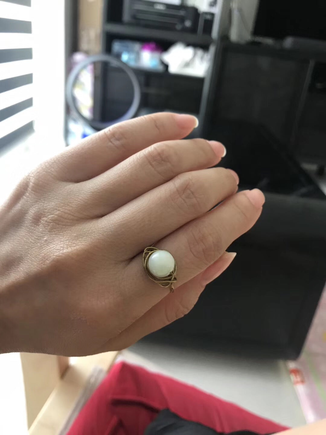 round shape stone/quartz simple wrapped rings