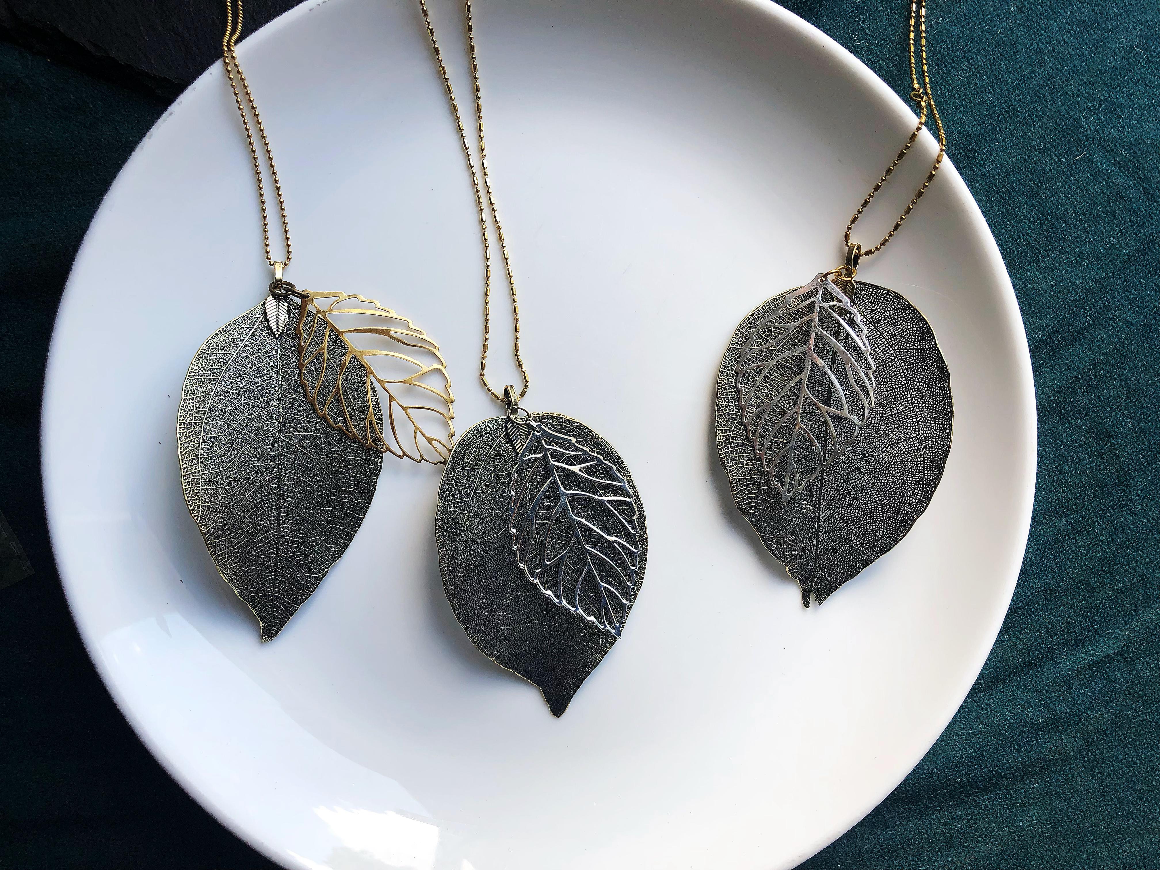 leaves necklace, long necklaces