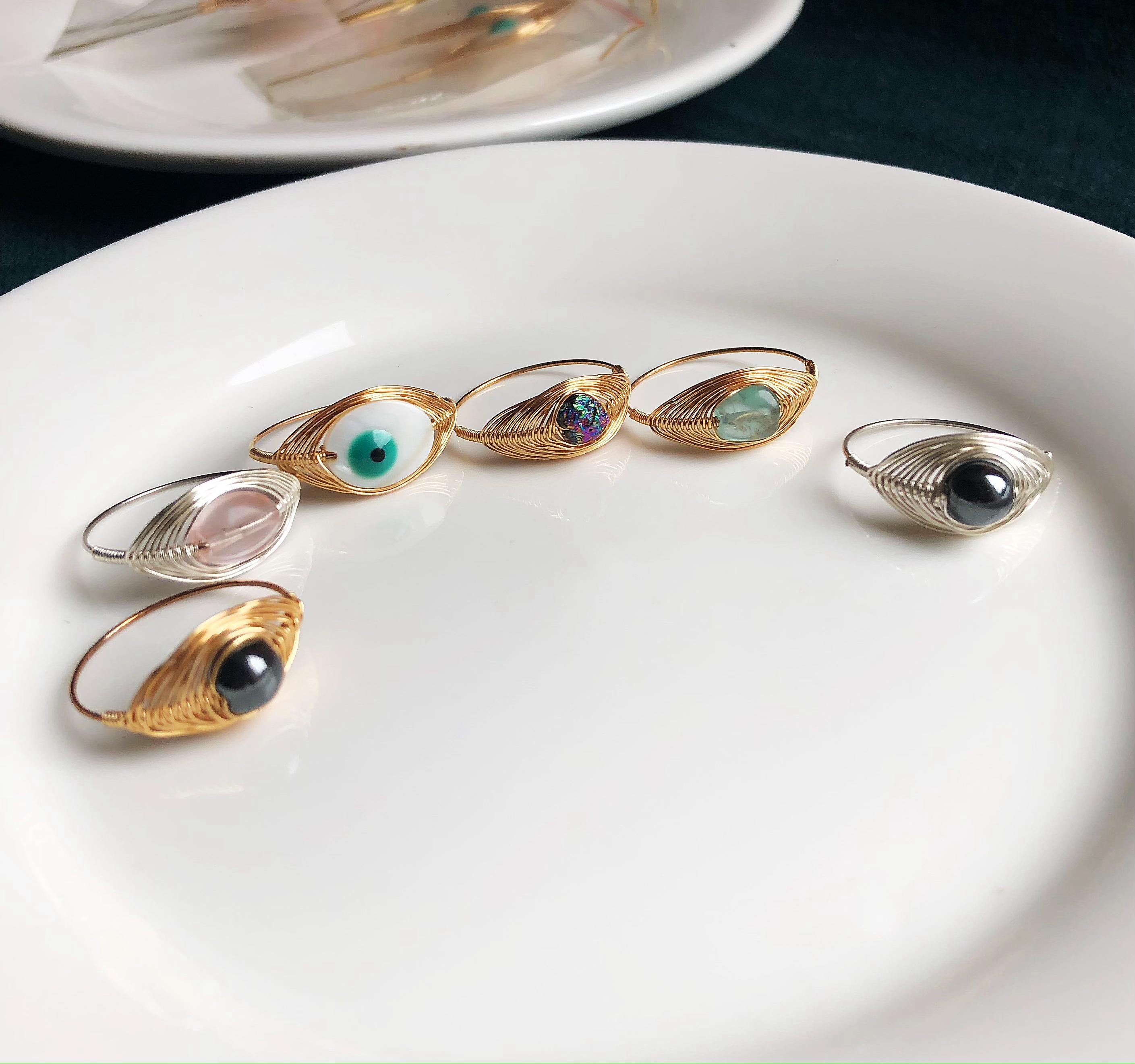 eye shape wrapped/turkish eye rings