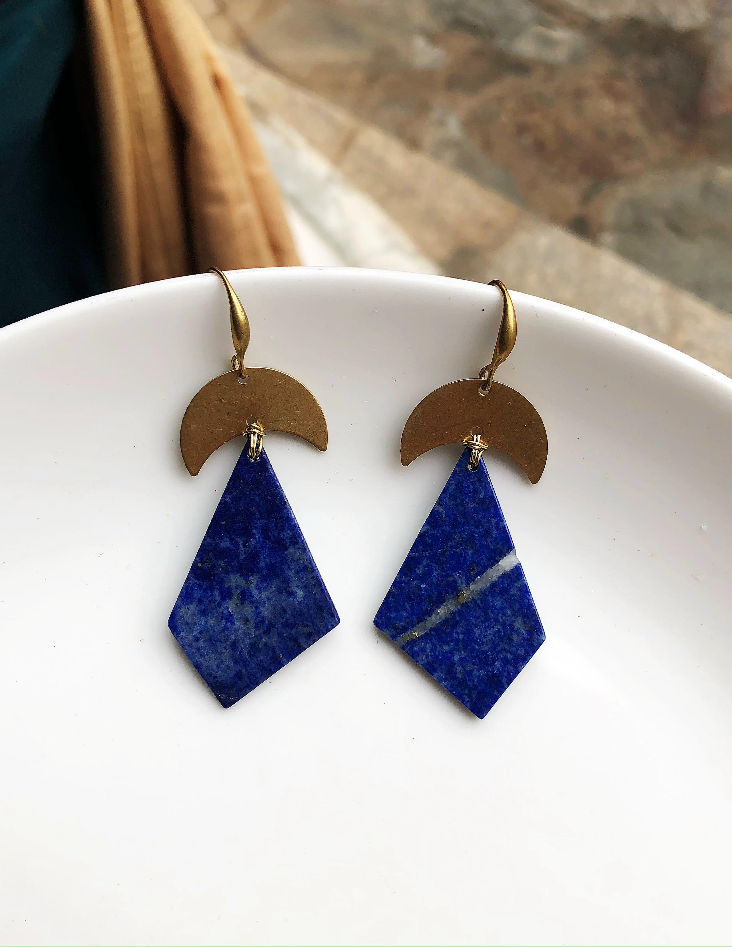 Triangle Lapis Lazuli earrings