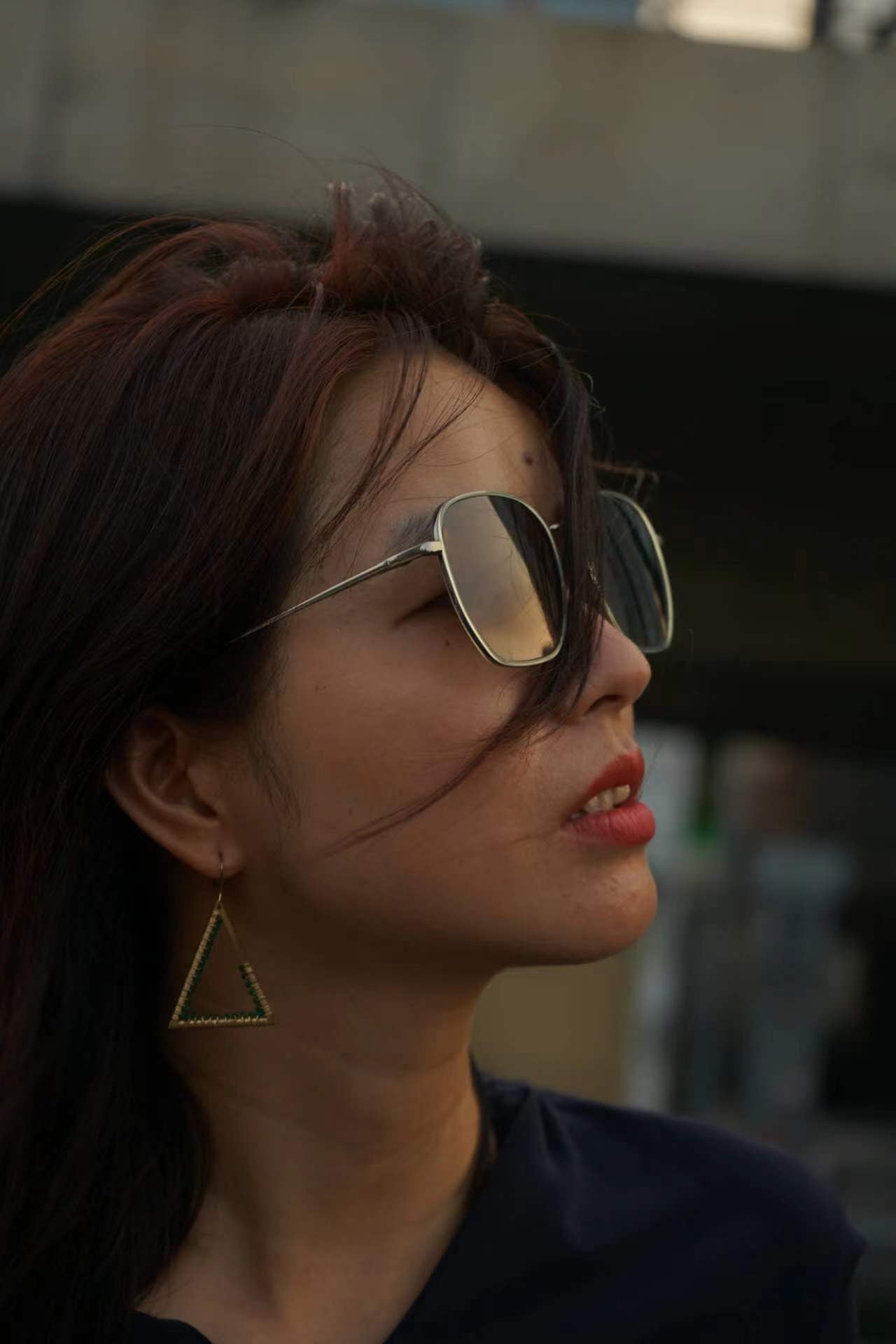 beaded loops and triangles earrings