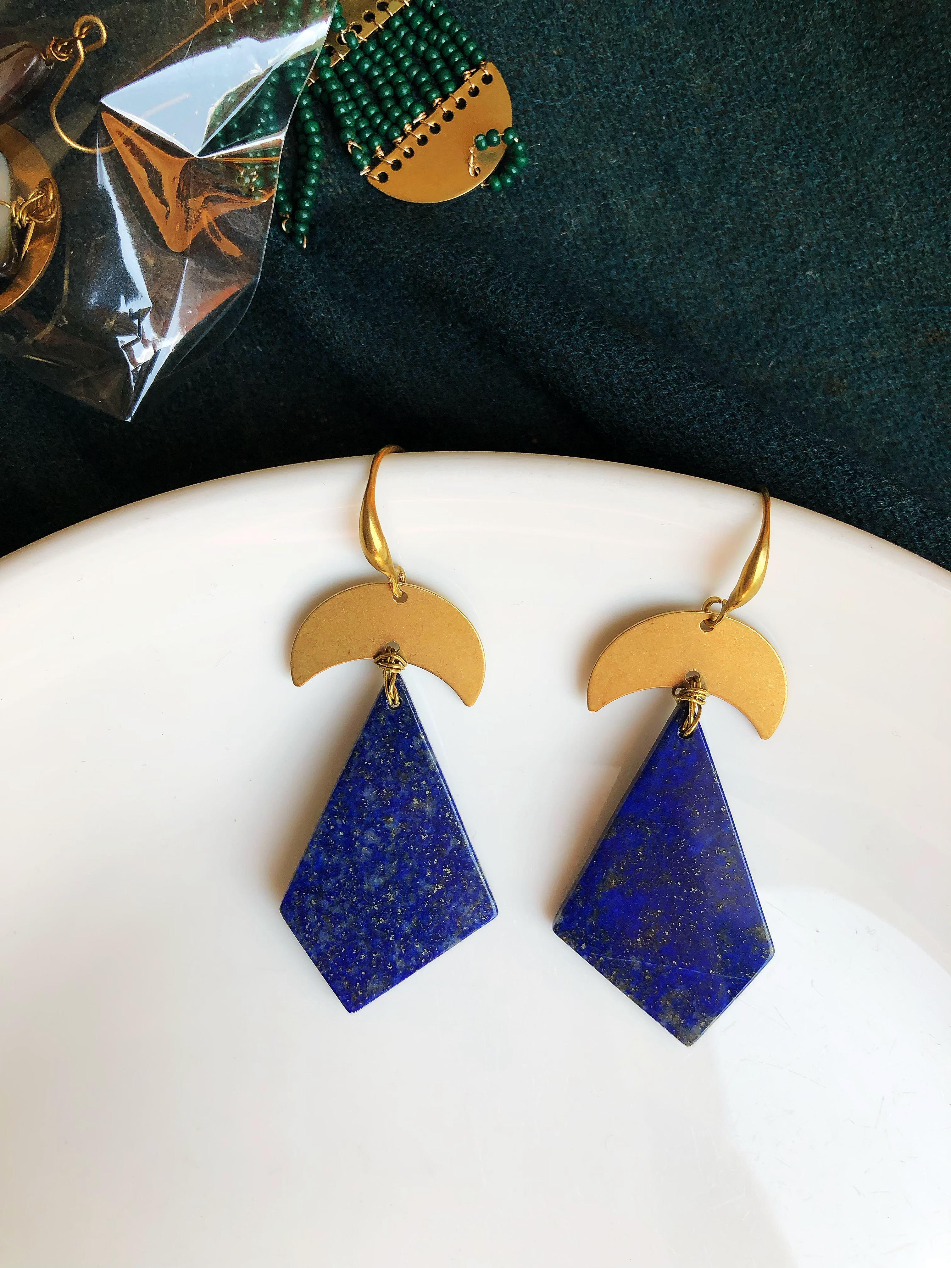 Triangle Lapis Lazuli earrings