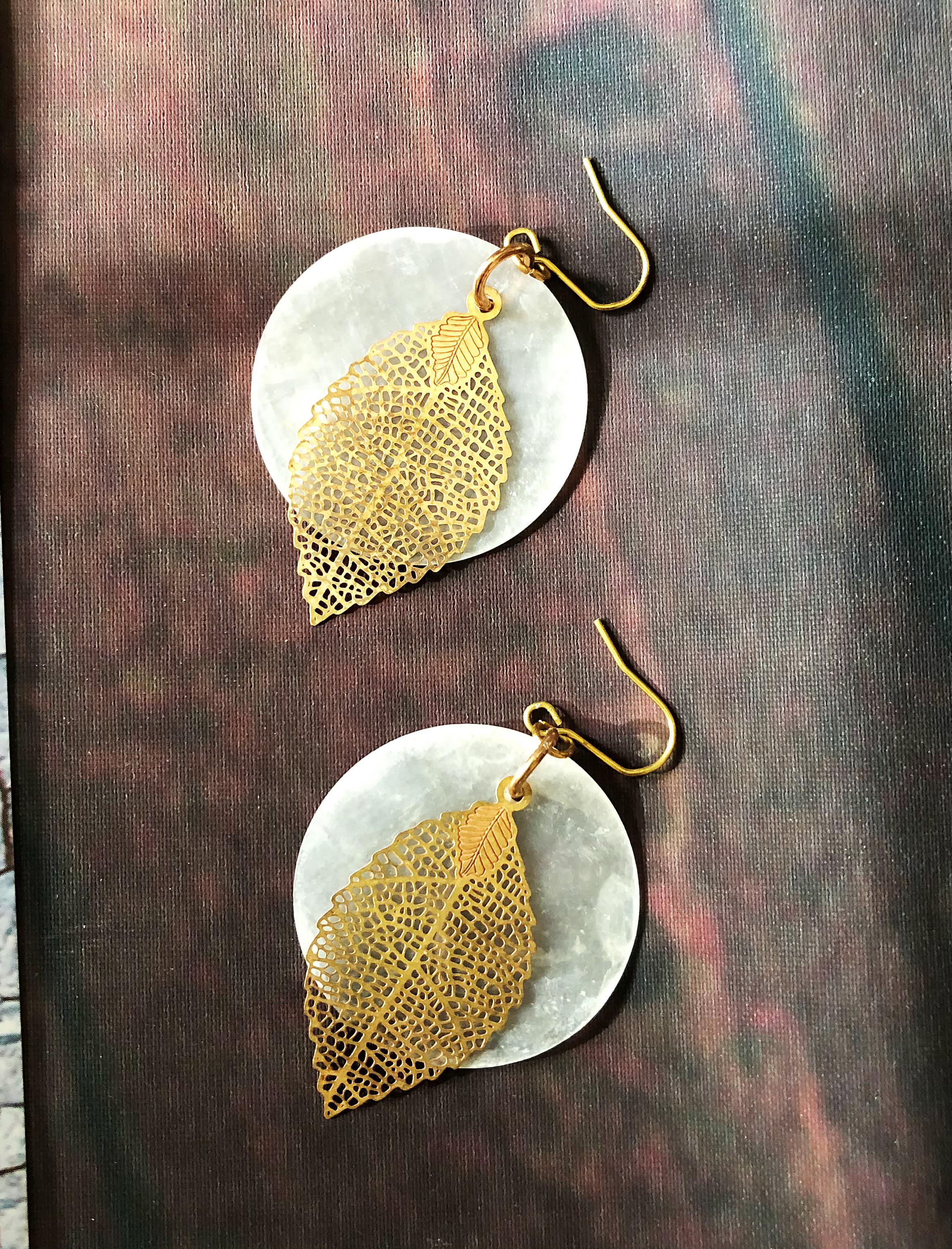 full moon with leaves earrings