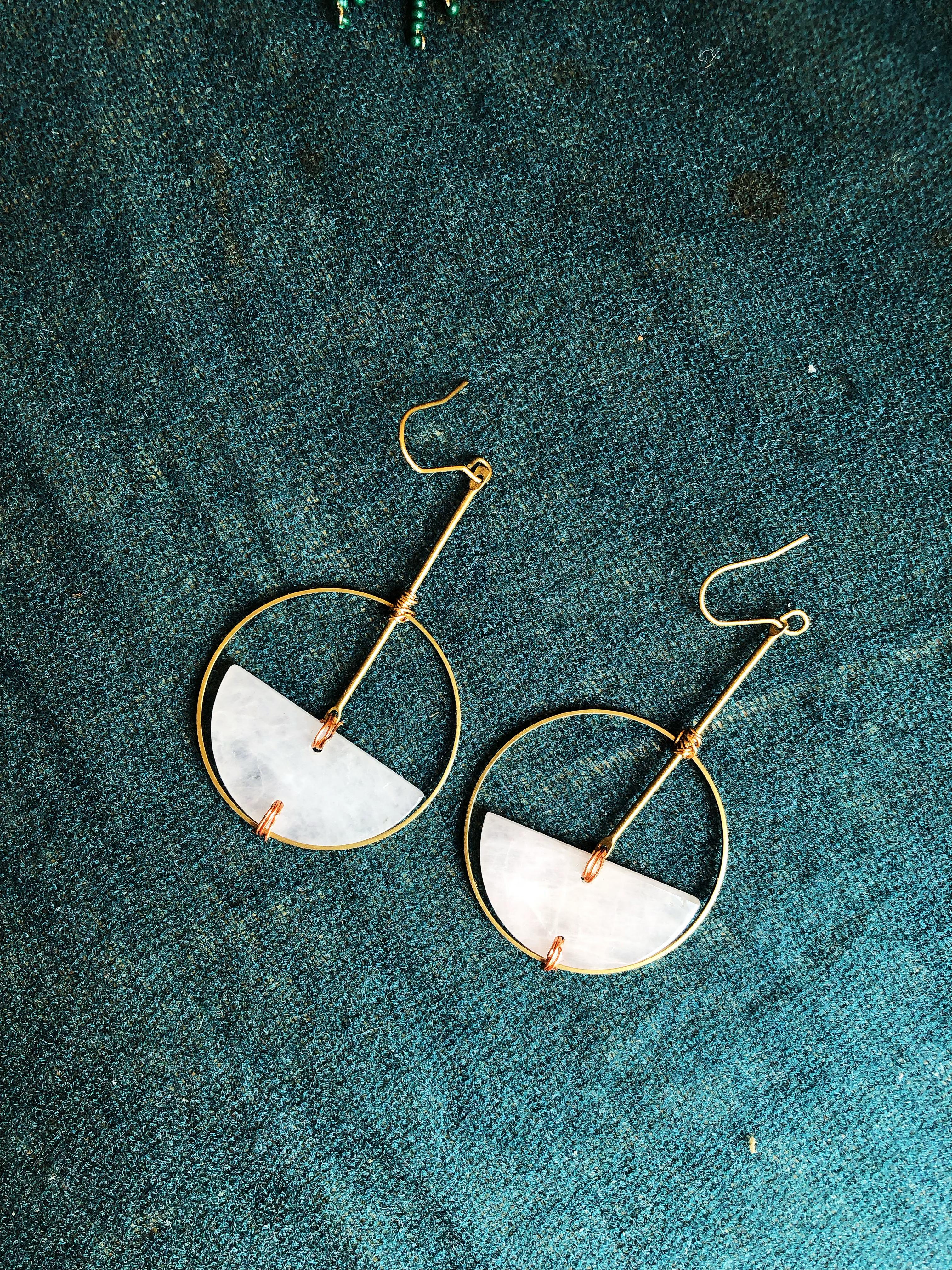 stone in loop earrings