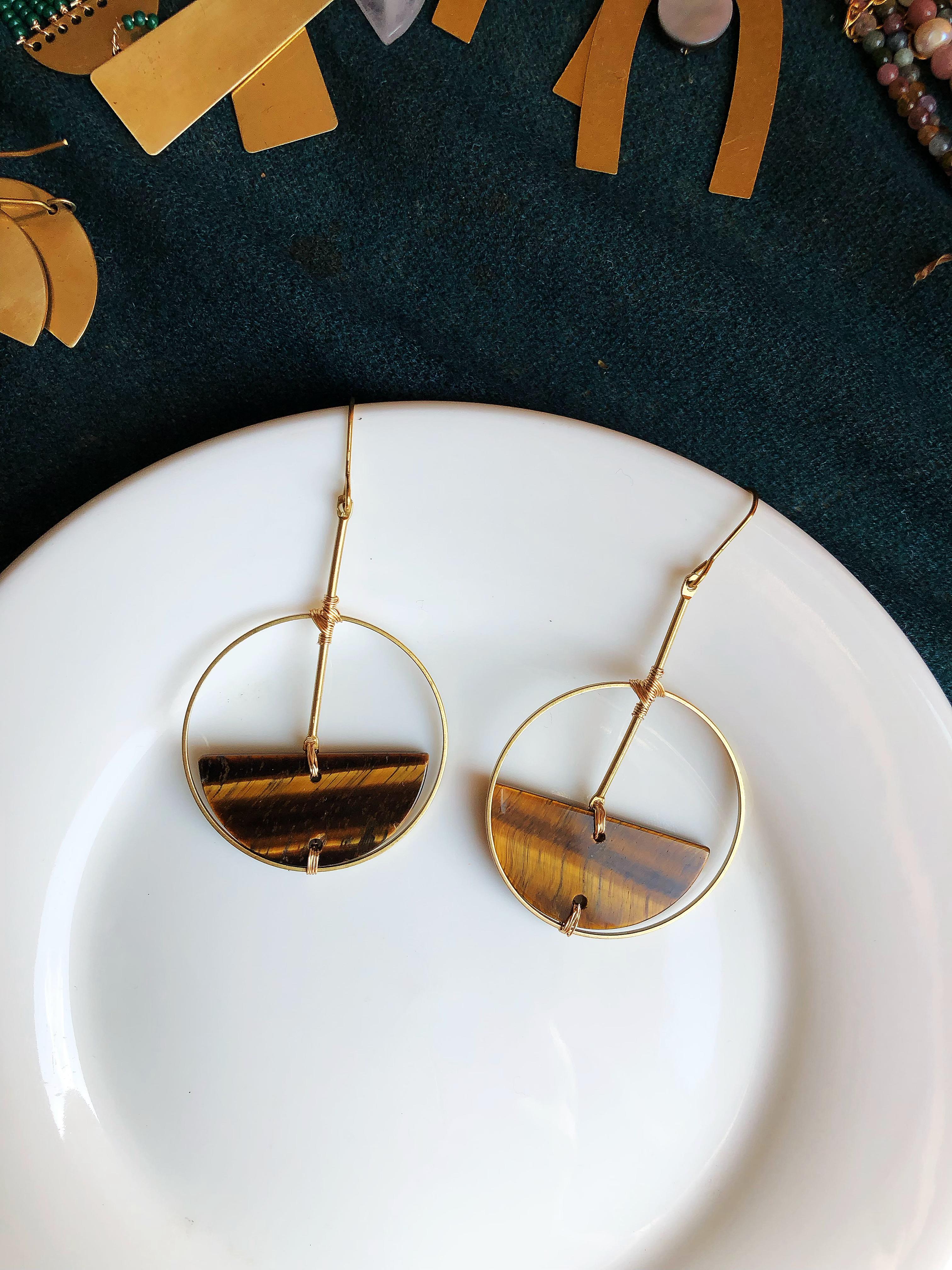 stone in loop earrings