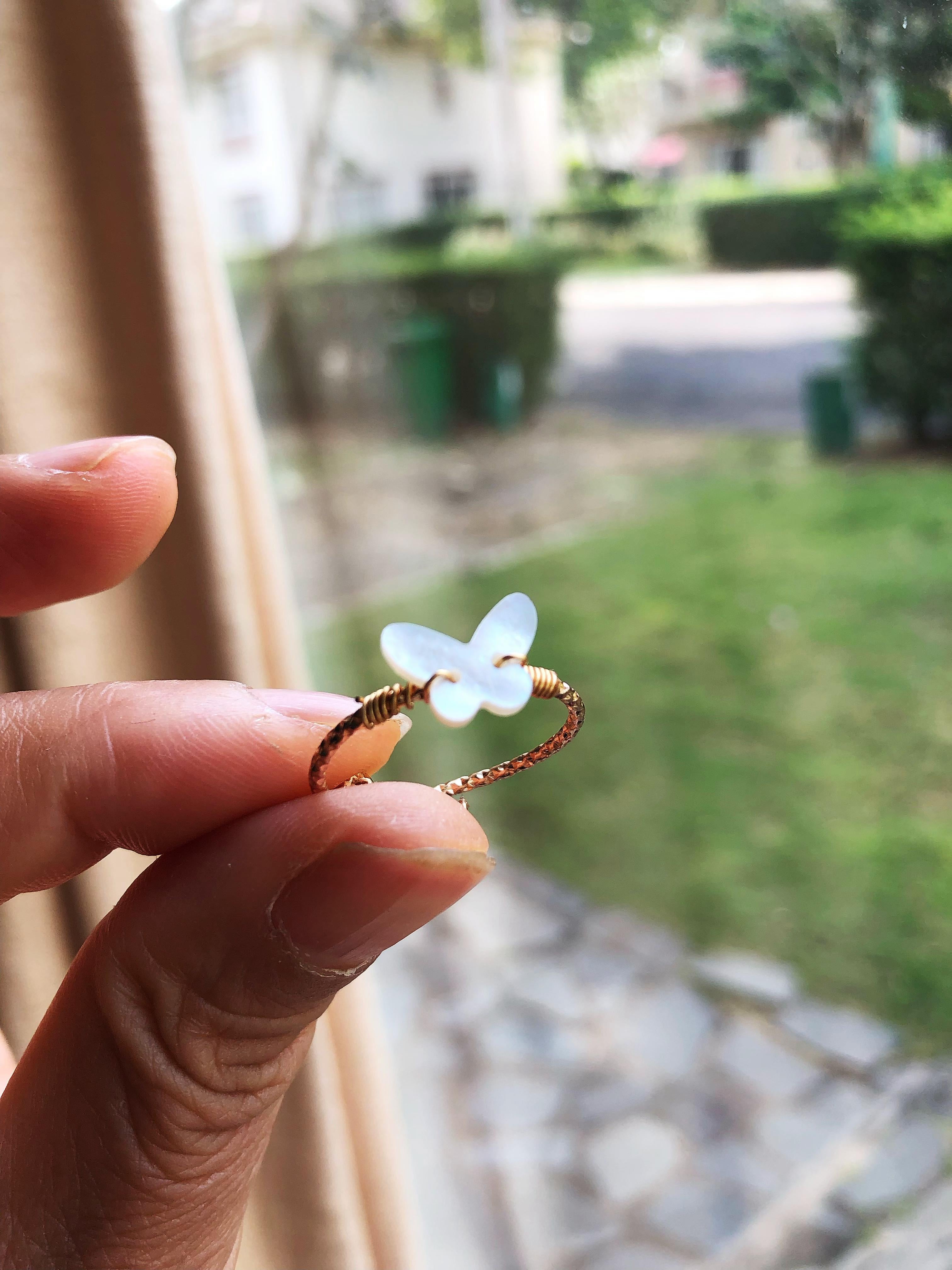 butterfly and moon rings, open size