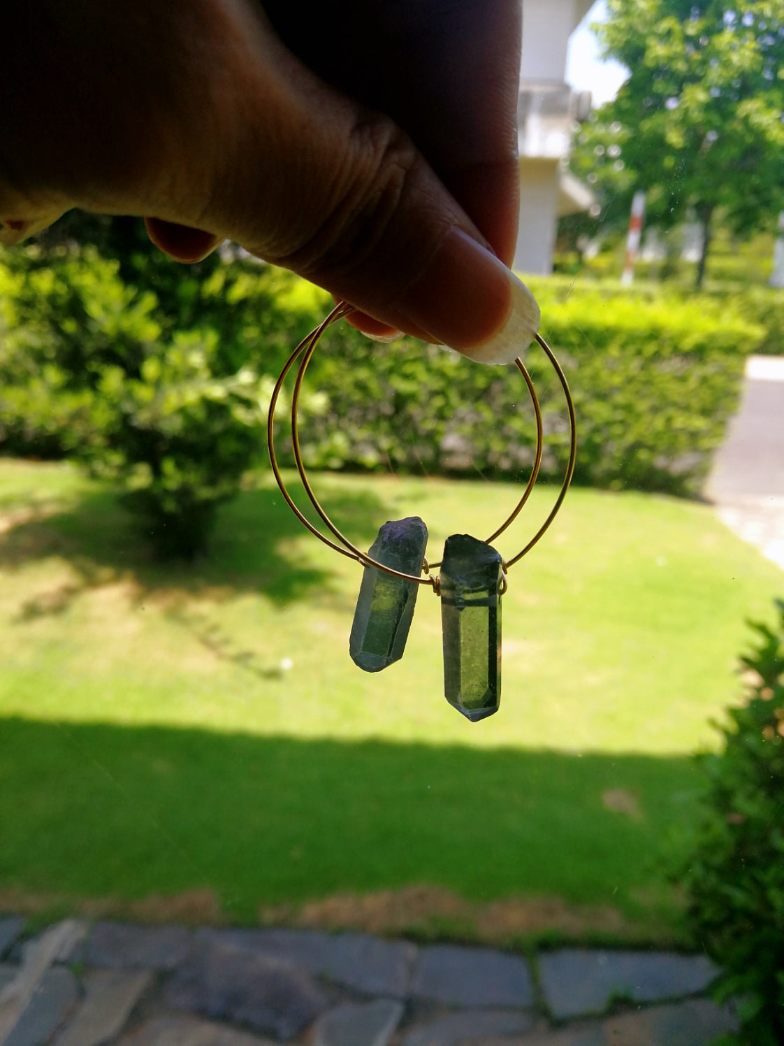 Loops and stones earrings