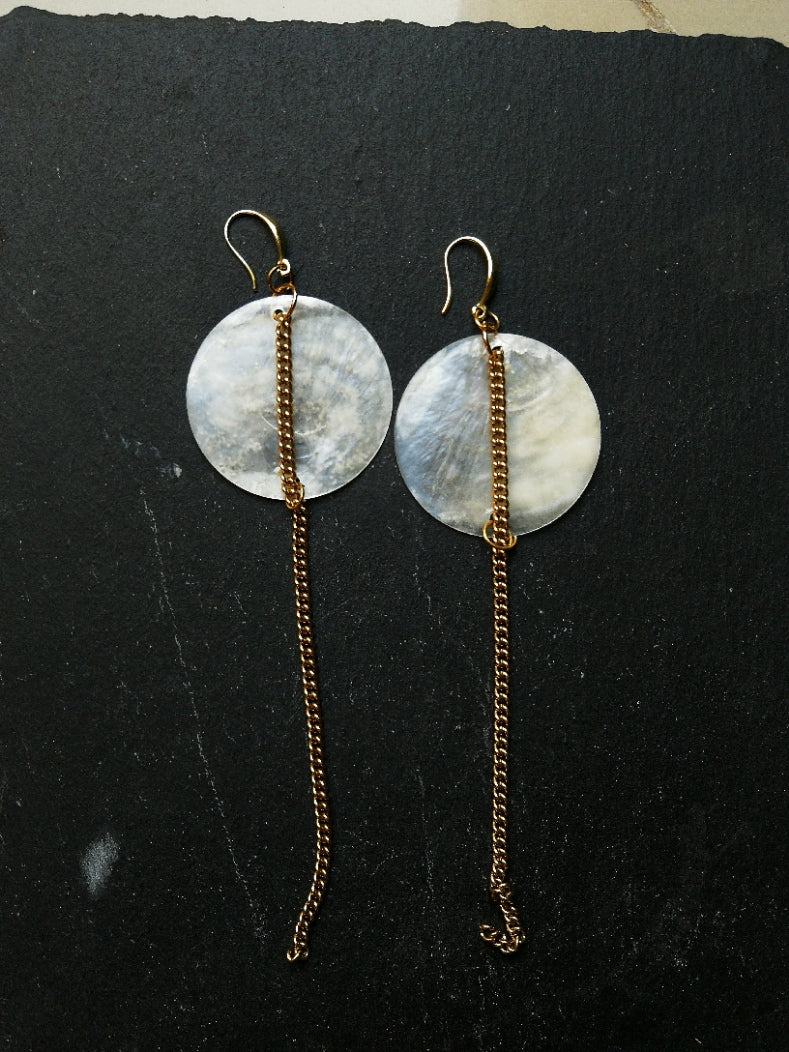 full moon earrings, moon on chain