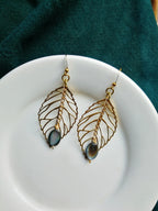 leaves earrings, small paired