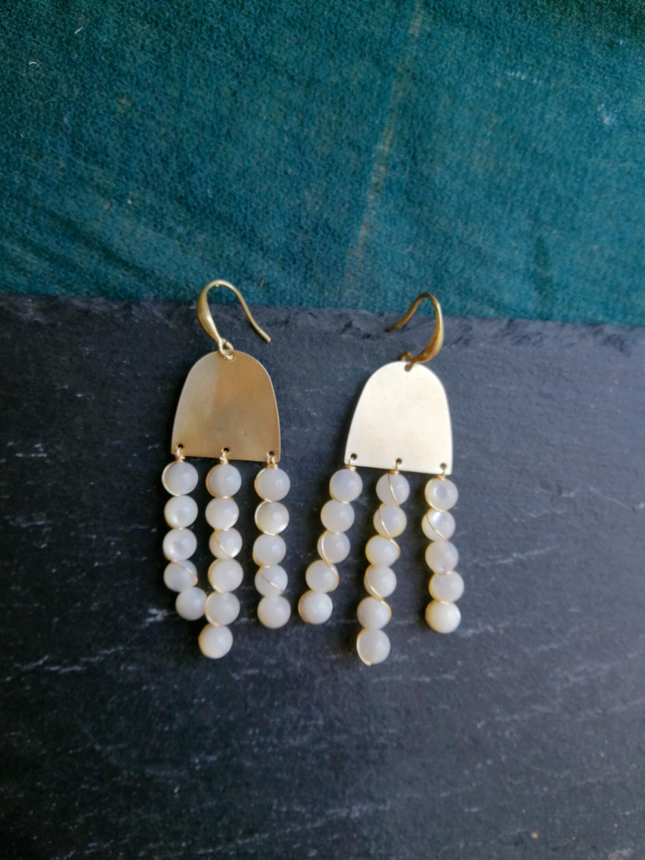 Stone tussel earrings