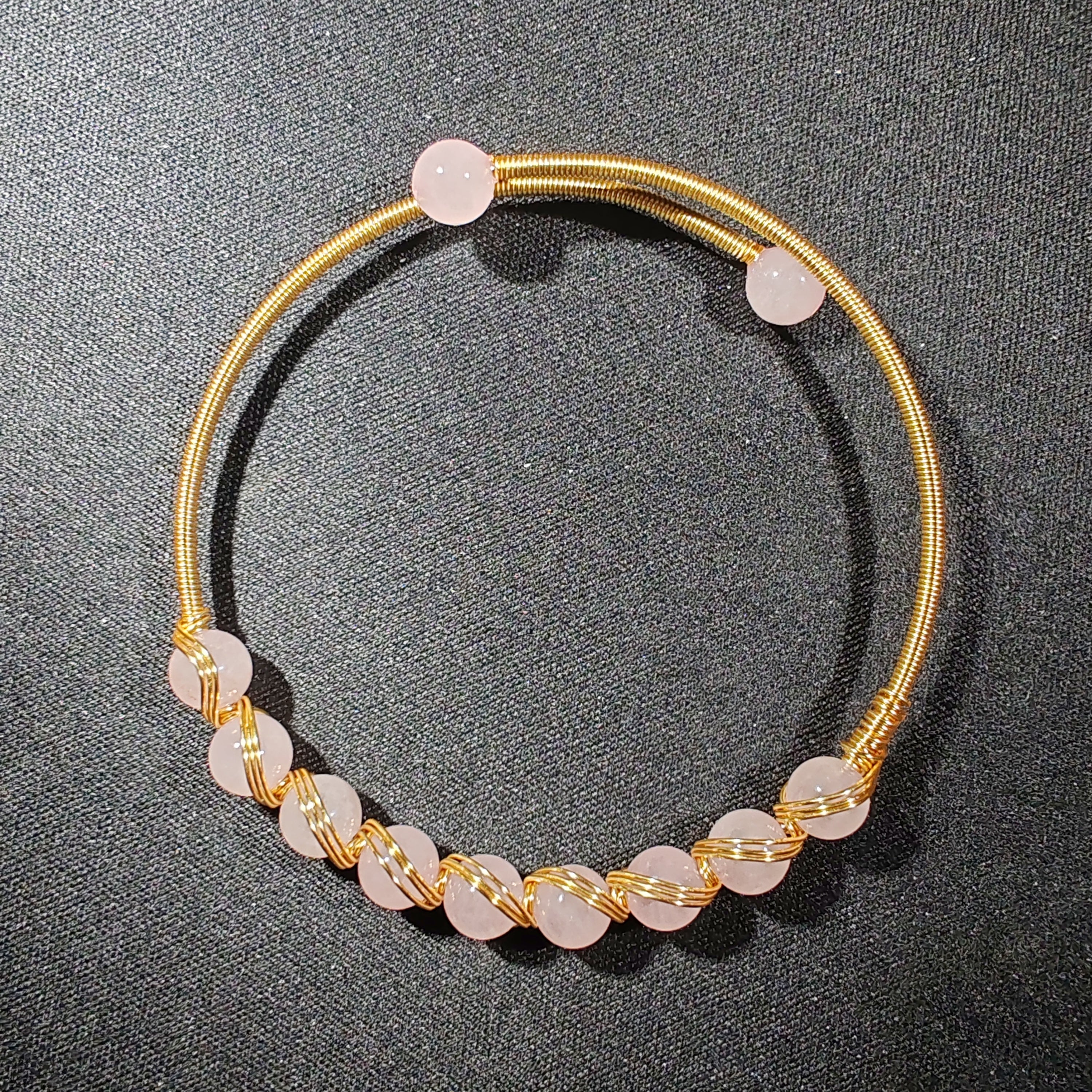 14K goldclad simple wiring bracelet 6mm natural stones