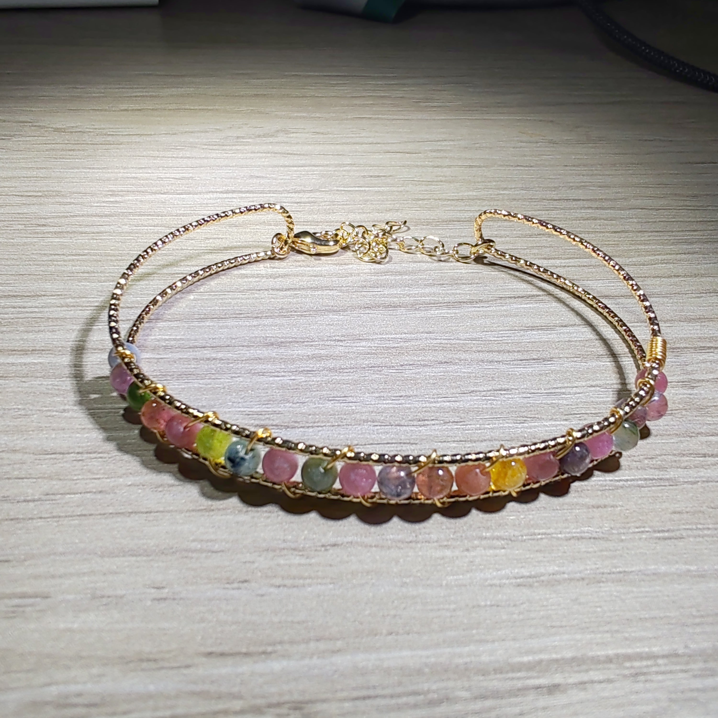 beading and wraping bracelet tourmaline