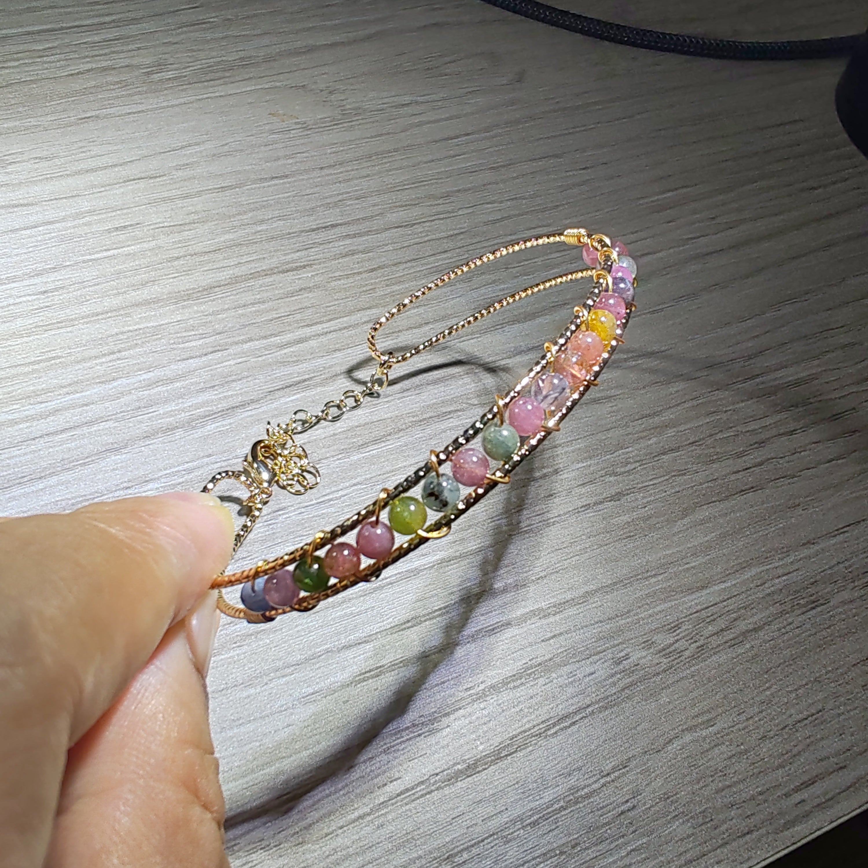 beading and wraping bracelet tourmaline