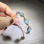 14K goldclad wiring bracelet with 8mm natural stones/quartz