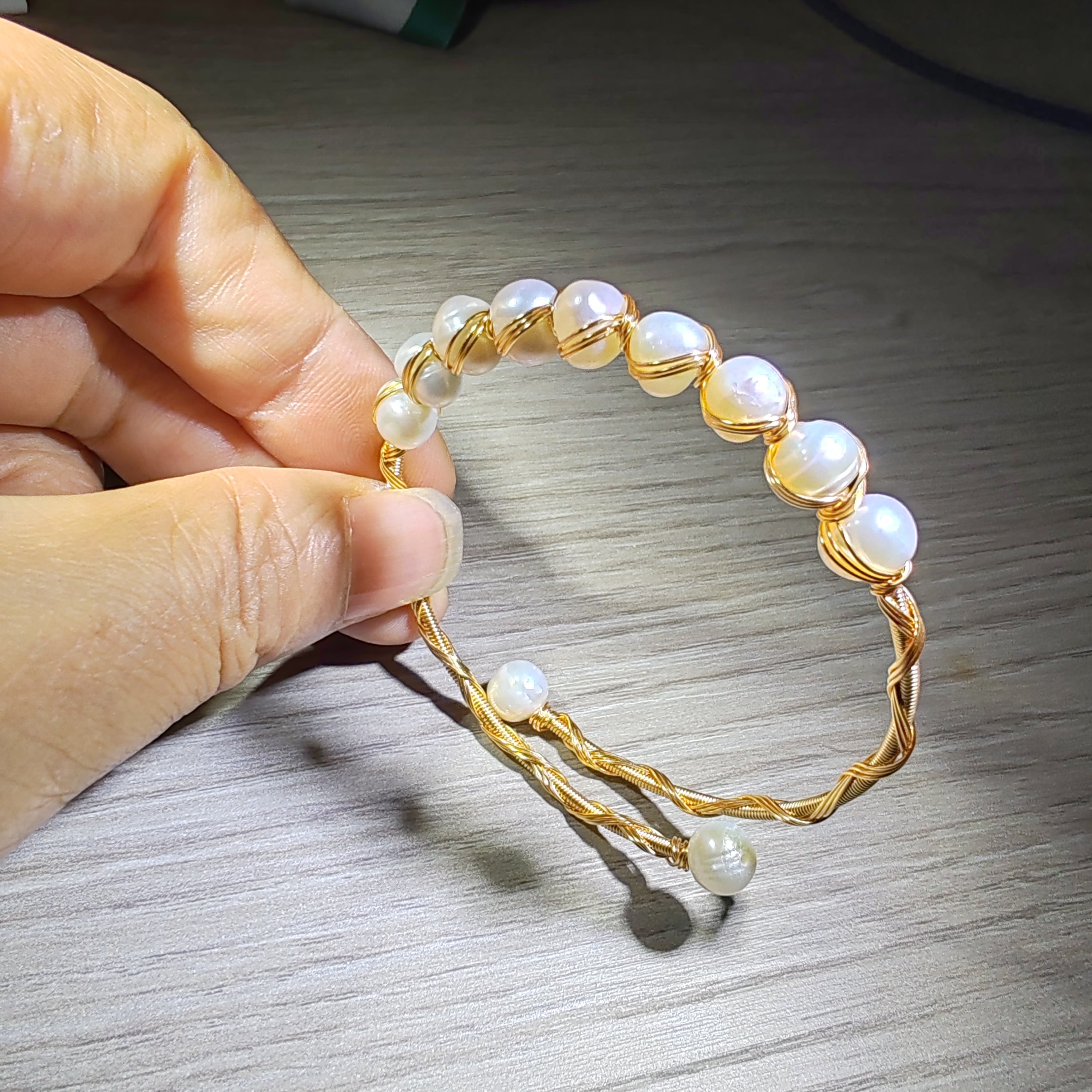 natural pearls wire wrapping bracelets