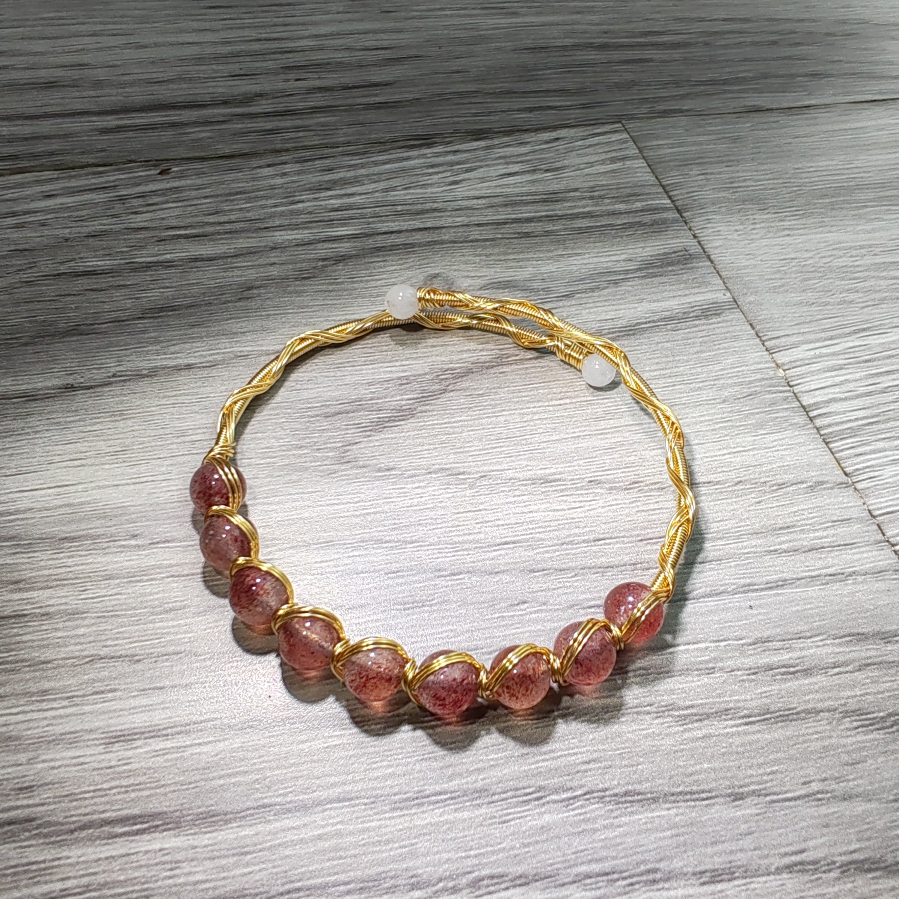 14K goldclad wiring bracelet with 6mm natural stones/pearls