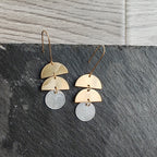 tree shape earrings brass and mirror shell