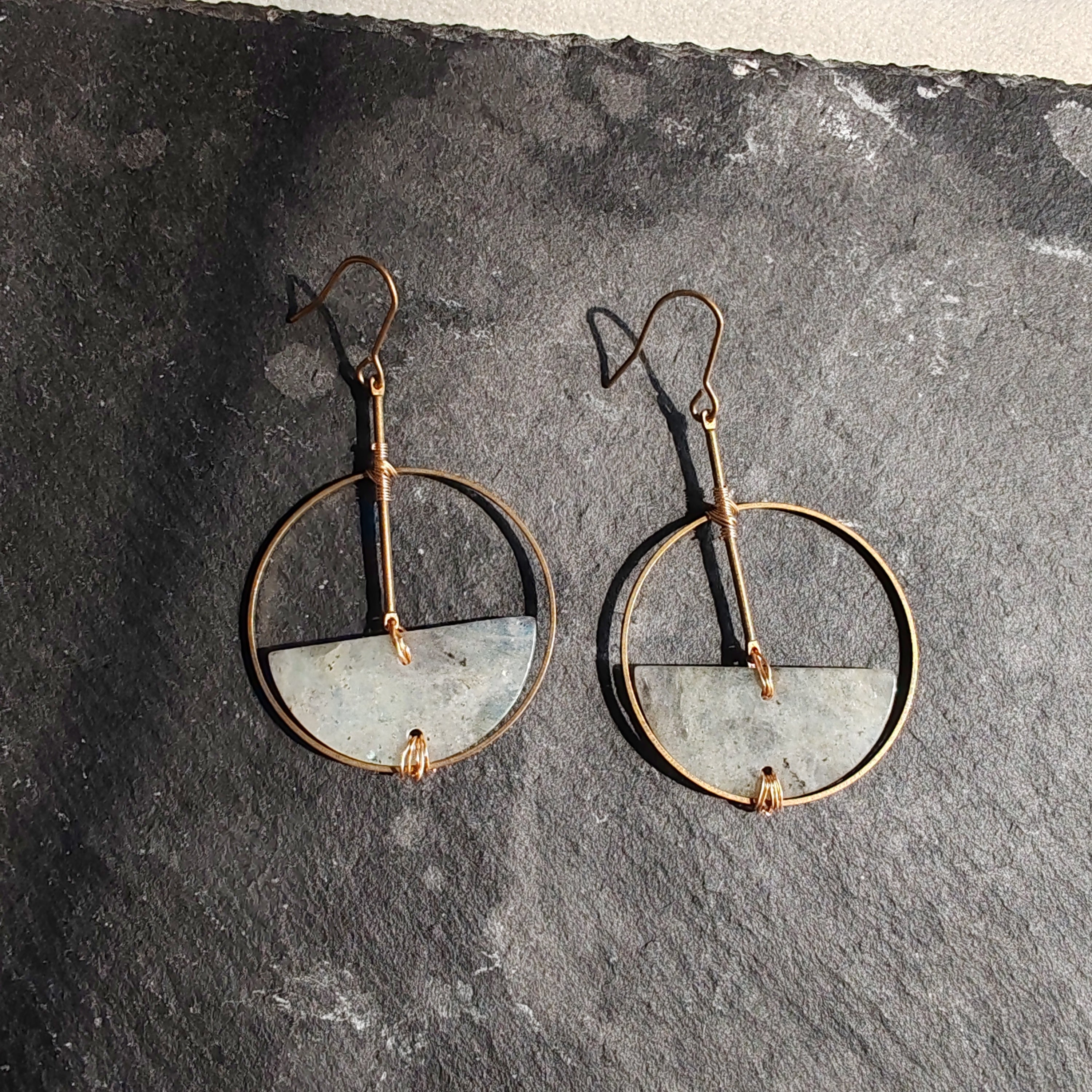 stone in loop earrings