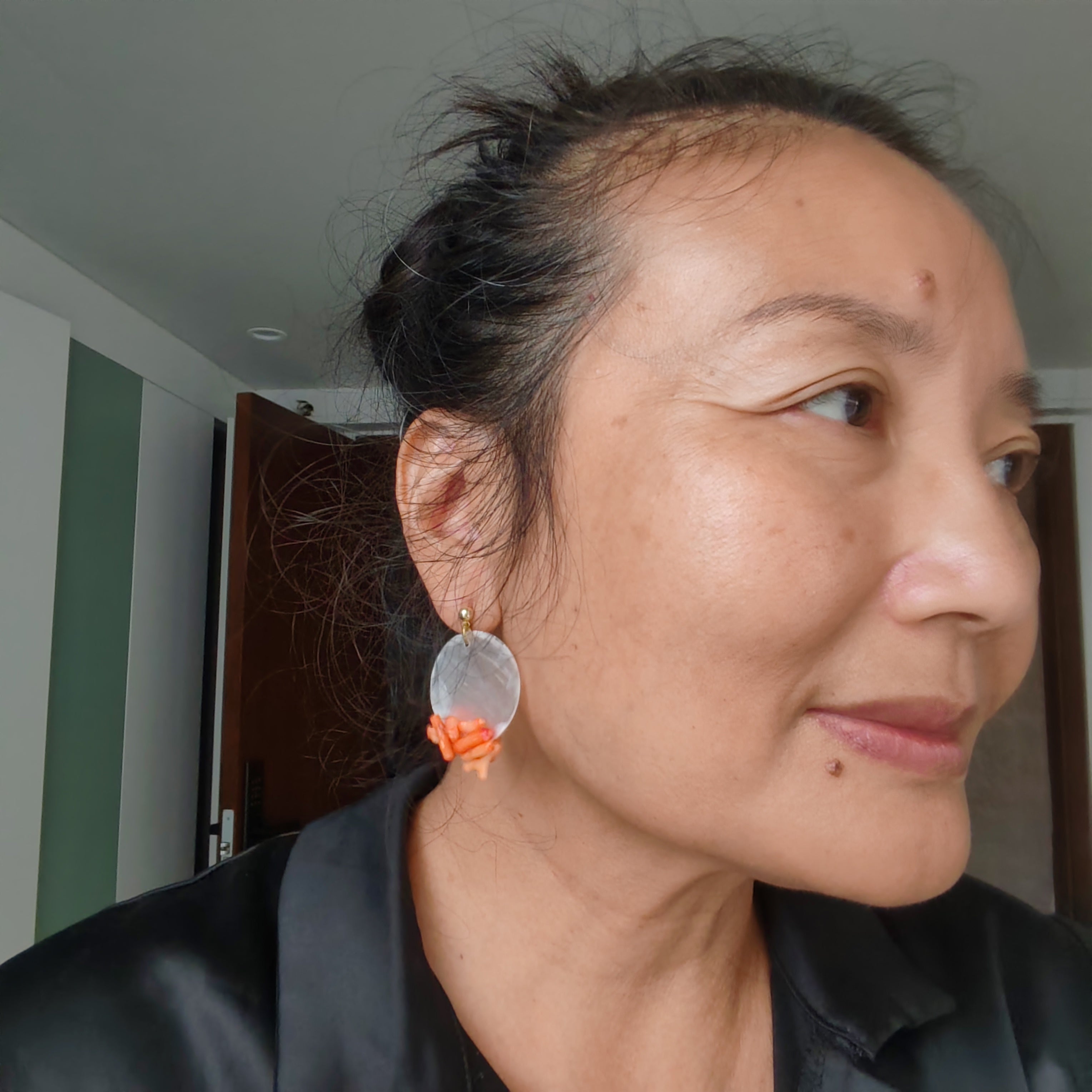 full moon earrings, decorated full moon