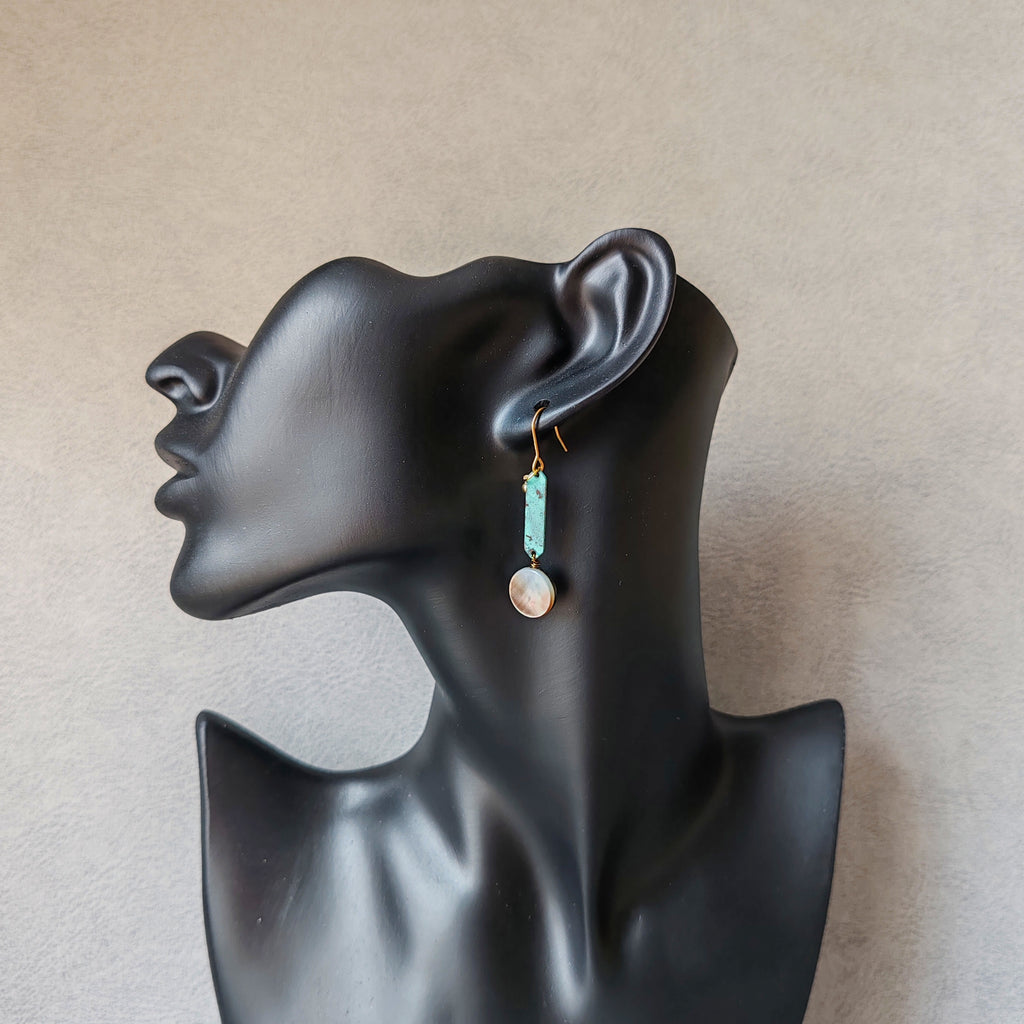 Blue Flame earrings collection, with shell, simple drop