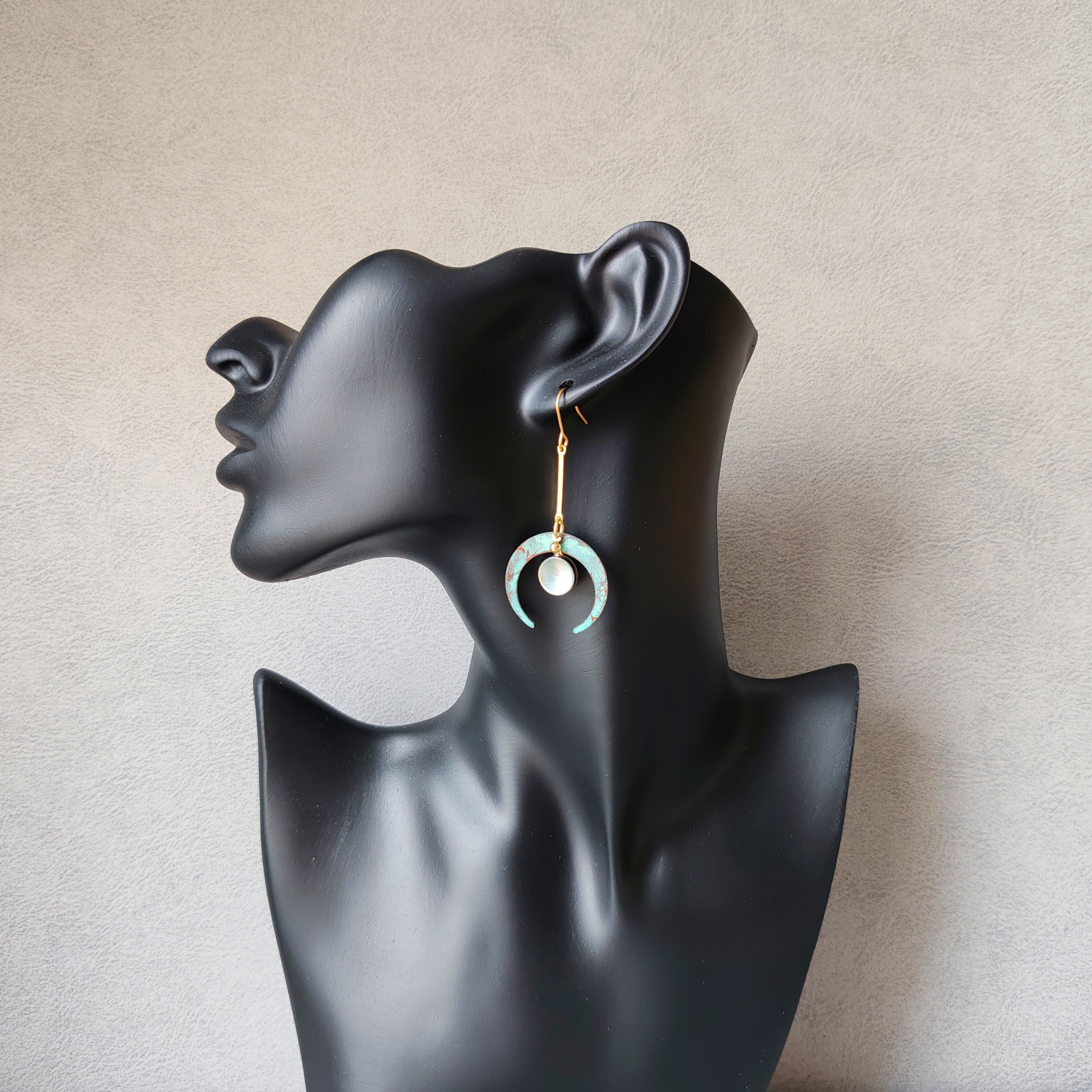 Blue Flame earring collection, with shell, moon gate
