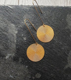 patterned brass disk earrings