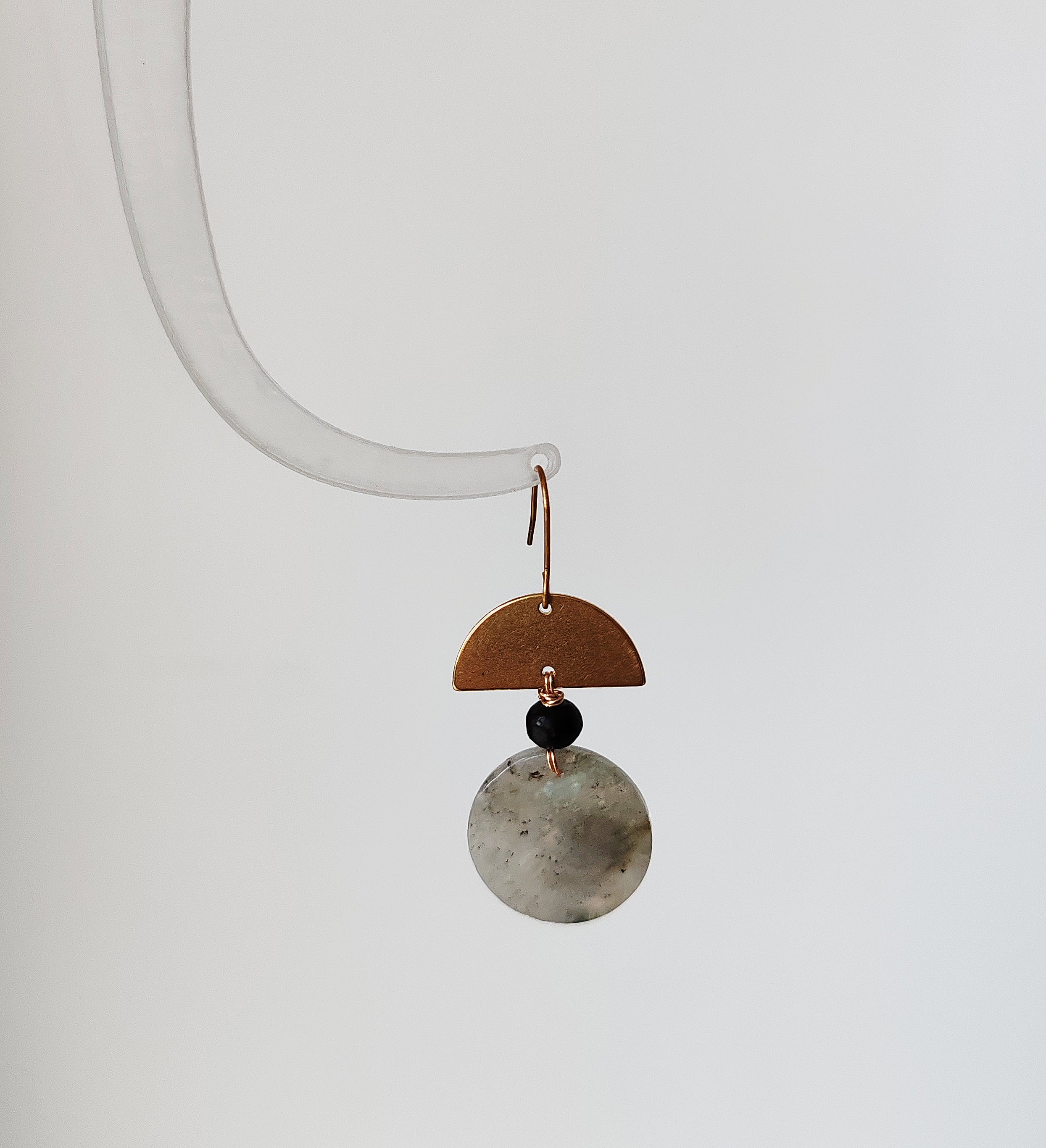 hat shape earrings, brass and stone earrings collection, labrorite, turqoise, red stone
