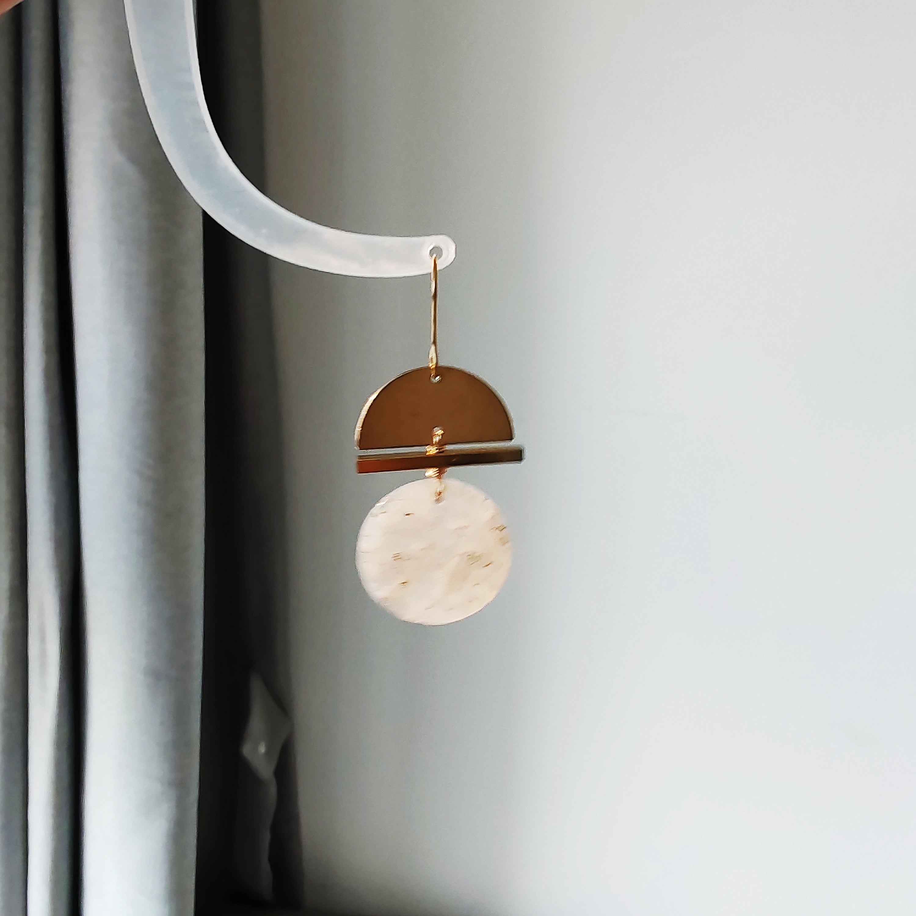 hat shape earrings, brass and stone earrings collection, labrorite, turqoise, red stone