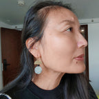 hat shape earrings, brass and stone earrings collection, labrorite, turqoise, red stone