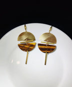 joint round plate earrings, tiger's eyes, brass and stone earrings collection
