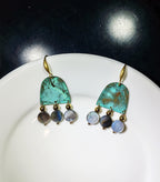 Blue Flame earrings, tussel form earrings