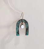 Blue Flame earrings collection, with shell, moon gate