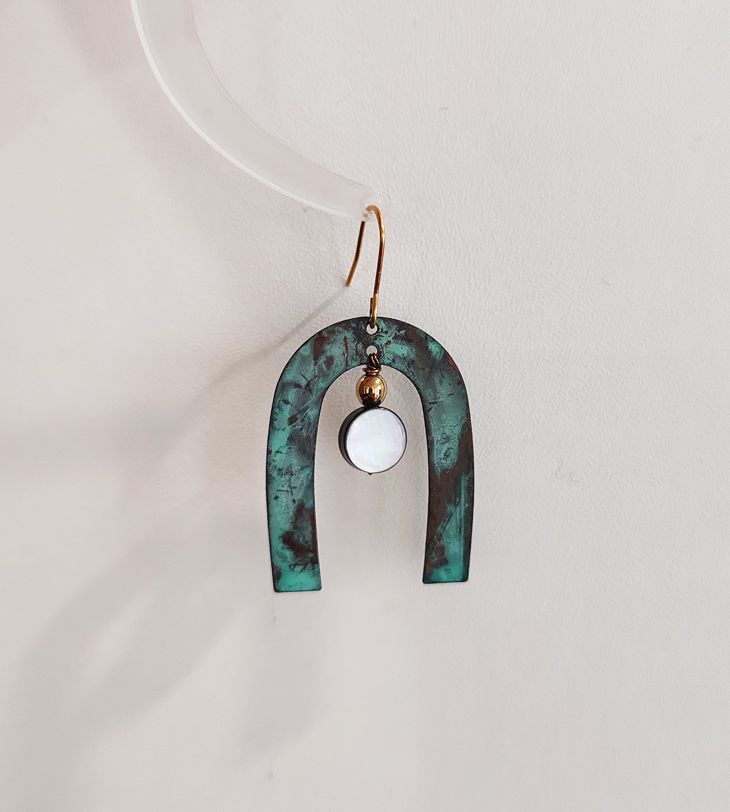 Blue Flame earrings collection, with shell, moon gate