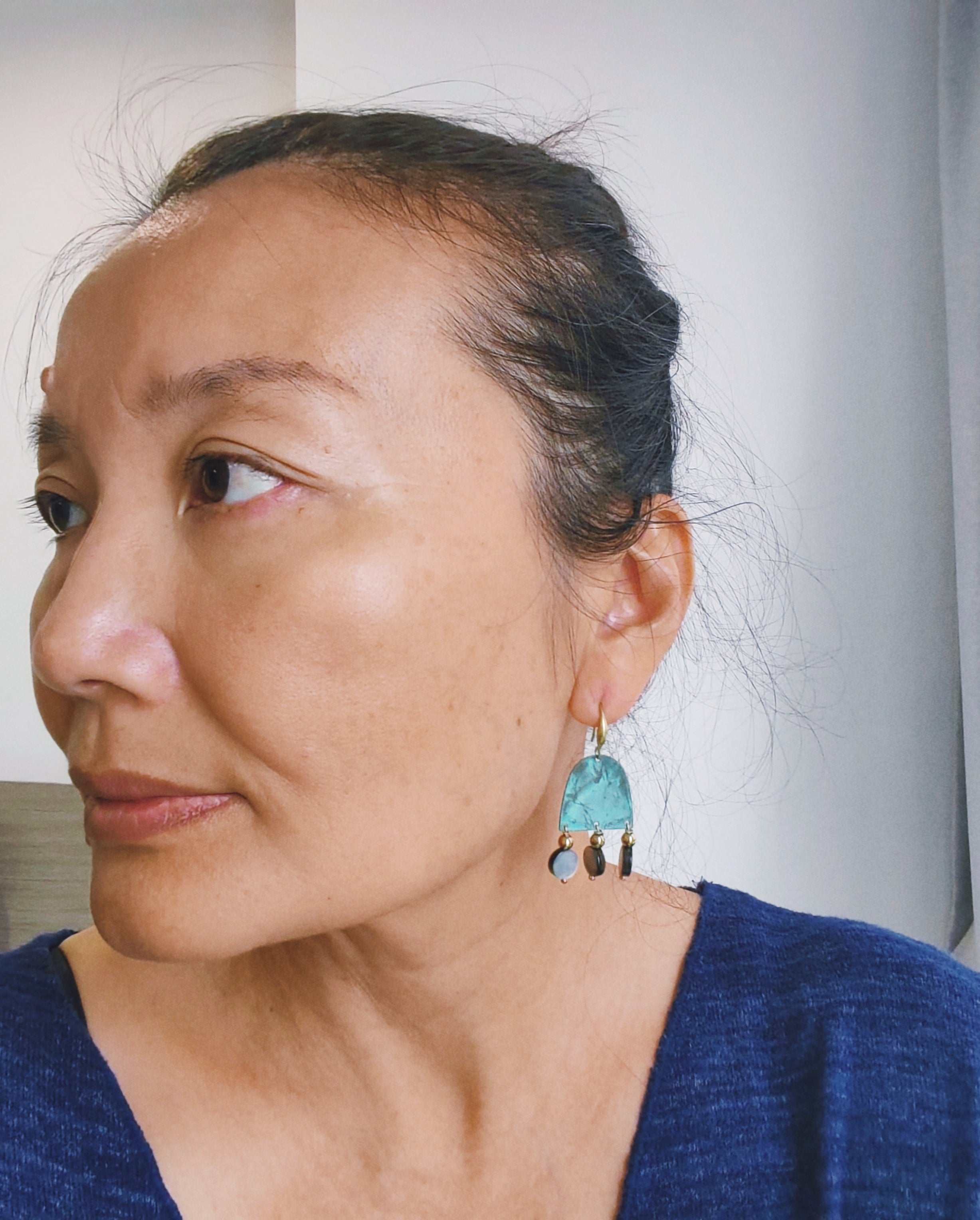 Blue Flame earrings, tussel form earrings