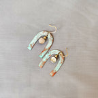 Blue Flame earrings collection, with shell, moon gate