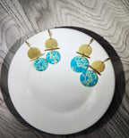 hat shape earrings, brass and stone earrings collection, labrorite, turqoise, red stone