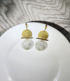 hat shape earrings, brass and stone earrings collection, labrorite, turqoise, red stone