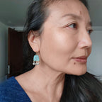 Blue Flame collection earrings, tussel shape with natural stones