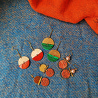 hat shape earrings, brass and stone earrings collection, labrorite, turqoise, red stone