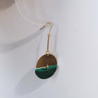 daggling joint round plate earrings, red/green, brass and stone earrings collection