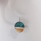 Blue Flame earrings collection, with yellow brass