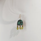 Blue Flame collection earrings, tussel shape with natural stones