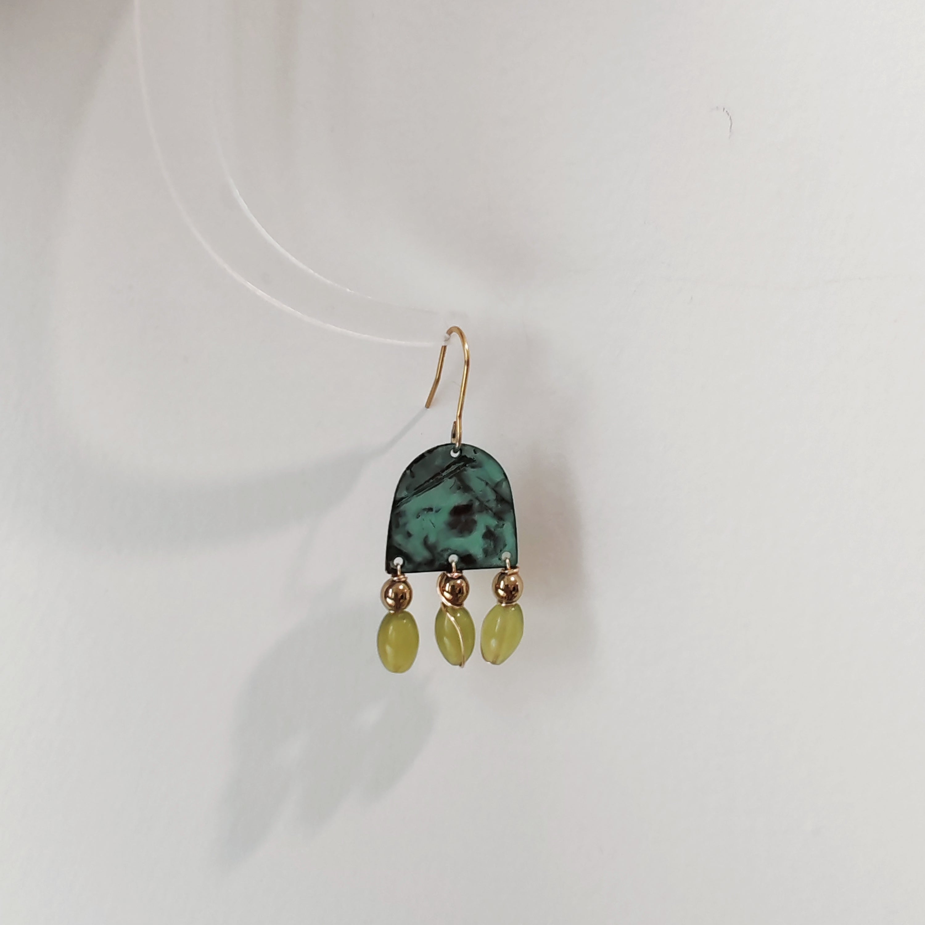 Blue Flame collection earrings, tussel shape with natural stones