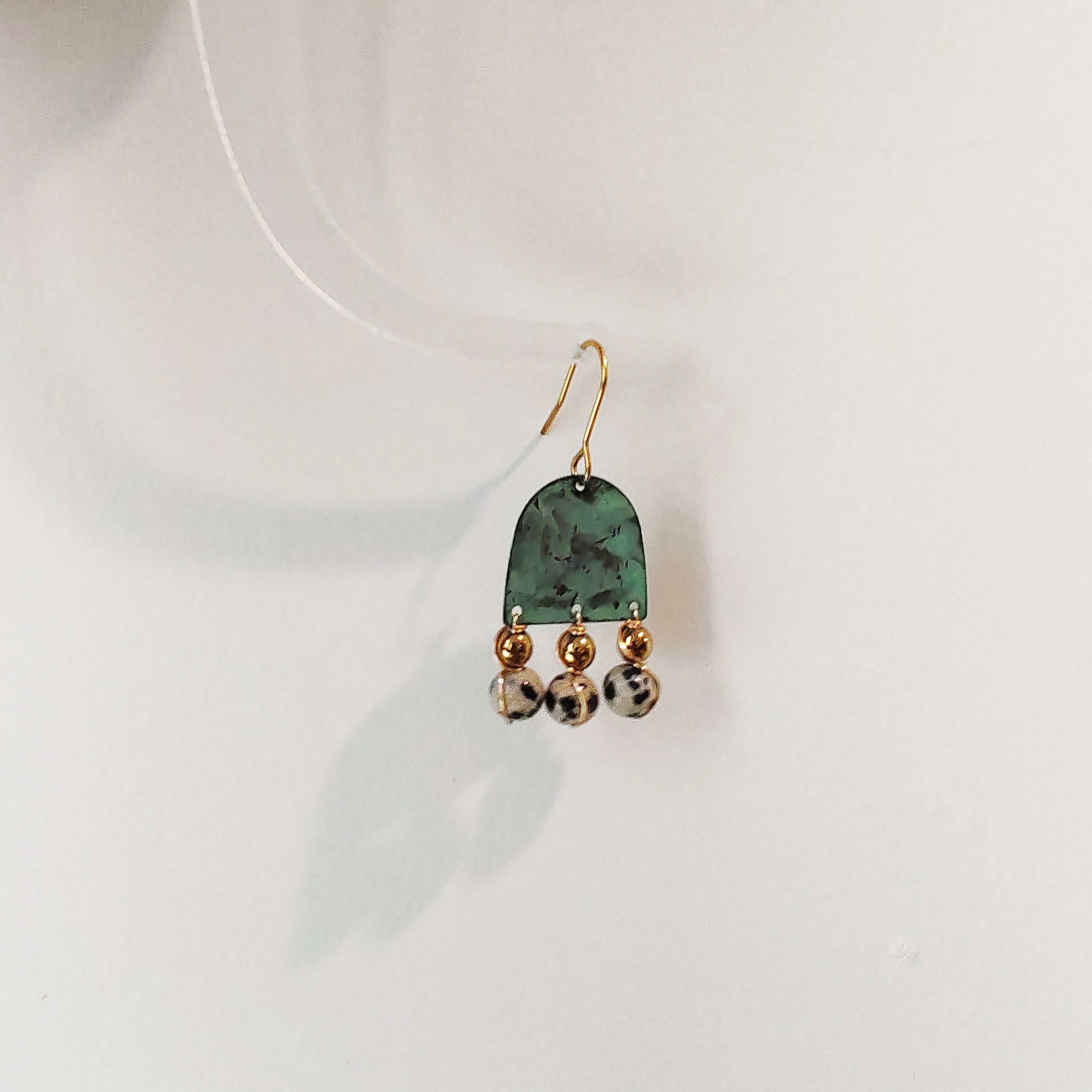 Blue Flame collection earrings, tussel shape with natural stones